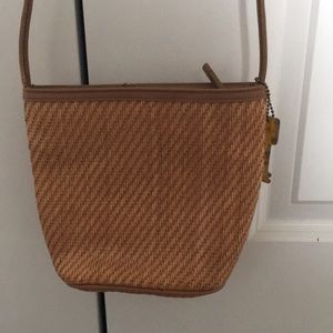 Fossil Straw and Leather Bag